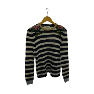 GUCCI 古馳 毛衣 針織上衣 GG Wool 羊毛 橫條紋 白色 日本直送 二手