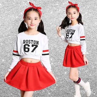 廠家直銷新款現貨免運兒童啦啦操服裝啦啦隊服幼兒園女童爵士街舞套裝嘻哈演出舞蹈裙子