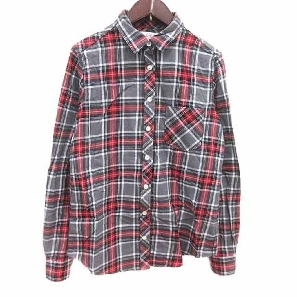 PLST 法蘭絨襯衫長袖 S 灰紅紅 YK 日本直送 二手