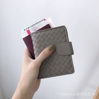 ✨24小時髮貨✨真皮錢夾包 經典羊皮短款2折編織搭扣女款錢包卡包包女