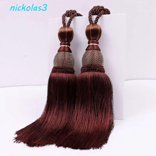 NICKOLAS流蘇窗簾領帶,多色沒有安裝窗簾流蘇領帶,金線掛球無打孔滌綸紗線窗簾網球球帶