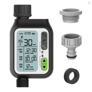 電子灌溉調節器自動灌溉定時器帶大液晶屏防水灑水控制器 3 個獨立定時程式弱電保護雨