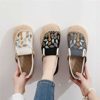 Fashion☆原創 夏新款民族風老北京布鞋女亞麻鞋復古繡花編織一腳蹬漁夫鞋懶人鞋 女鞋 民族風 高跟鞋
