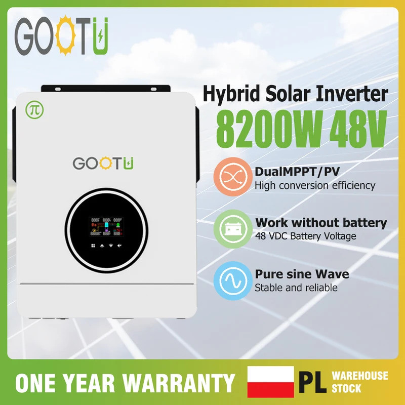 GOOTU 6.2KW/10.2KW 混閤太陽能逆變器雙輸出 24V/48V MPPT 160A 純正弦波並網/離網家用