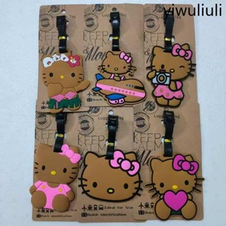卡通可愛helllo kitty行李牌夏威夷黑皮KT行李箱包識別吊牌登機牌