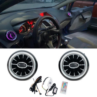 汽車 2 件裝 LED 前儀錶闆交流空調出風口渦輪內飾適用於福特嘉年華 2009 年 2010 年 2011 年 201