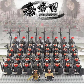 店鋪相容秦始皇古代中國秦軍人仔積木士兵戰馬第三方兒童拚裝玩具/5.12