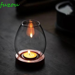 FUZOU帶杯蓋的燭臺,玻璃透明燭臺,防風歐式風格圓形家居裝飾餐桌裝飾擺件首頁