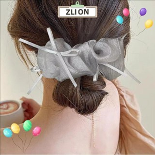 ZLION1髮帶,芭蕾舞款優雅的蕾絲網紗髮圈,多用途韓國人弓形丸子頭髮飾品適合女士女孩