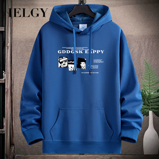 IELGY 13 色加大碼棉質連帽衛衣男士新款口袋寬鬆休閒中性上衣 EAPPY 印花