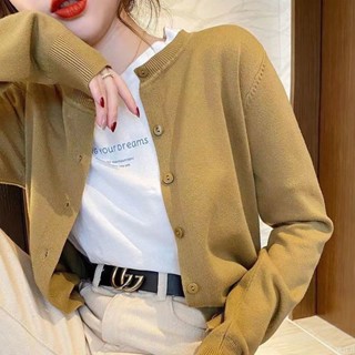 桃園出貨✨【S-2XL】春秋新款黑色外套女薄款外搭針織小外套毛衣百搭長袖bm灰色上衣 大尺碼女裝 大碼毛衣