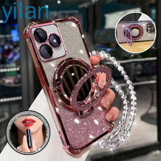Realme C53 C51 C63 C61手機殼,NOTE 50四角防震手機殼3D化妝鏡架新款手鍊軟殼