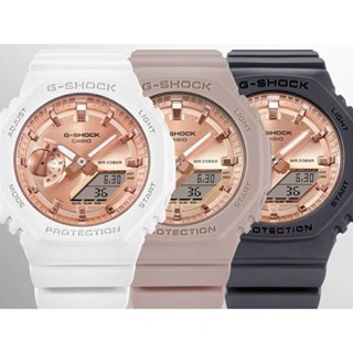 卡西歐 G-Shock 女士玫瑰金金屬錶盤 GMA-S2100MD-4A 黑色樹脂錶帶運動手錶 GSHOCK GMA-S