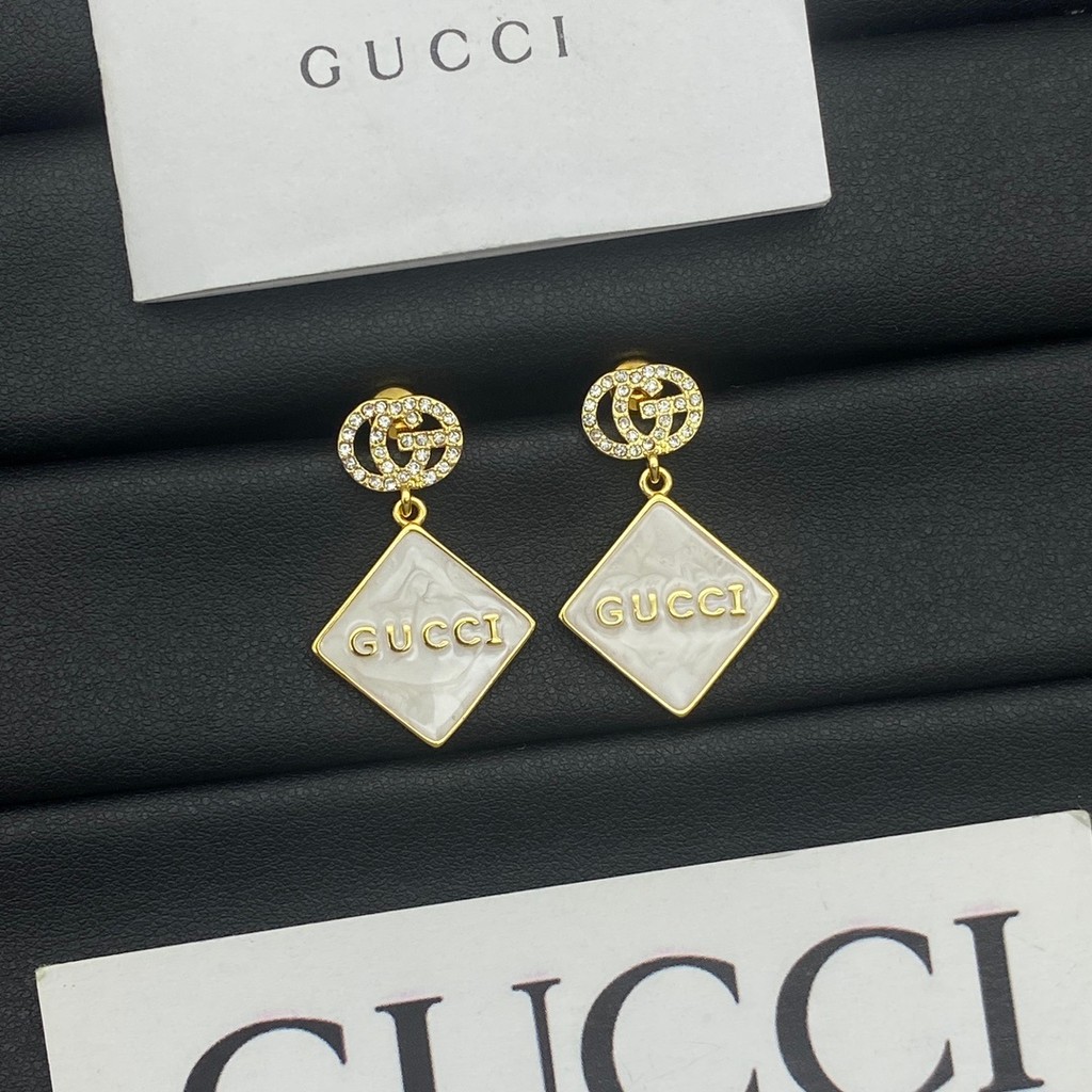 GUCCI1589 字母耳環女鑲鑽百搭復古風小清新