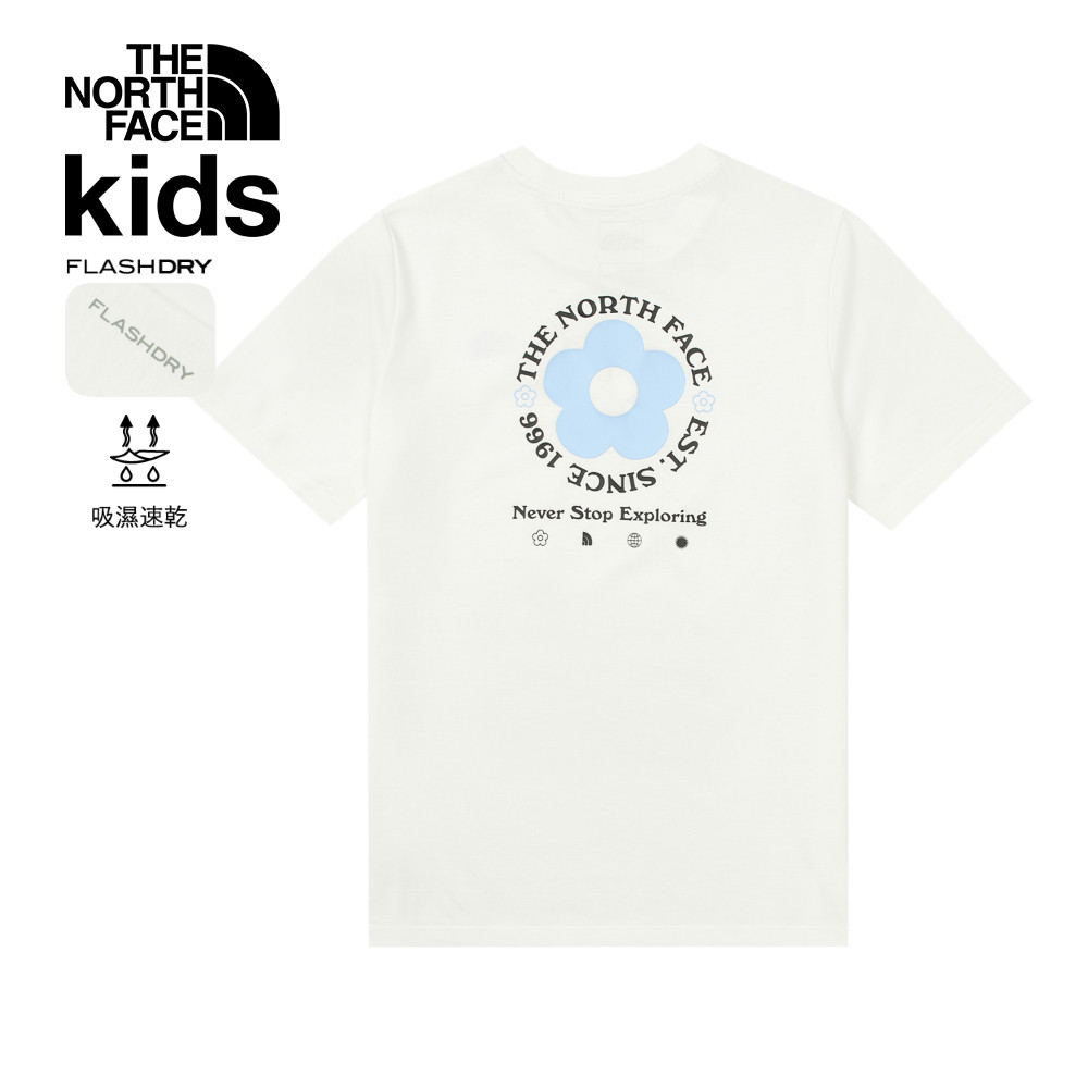The North Face北面兒童白色吸濕排汗短袖T恤｜8DCVFN4 排汗衫