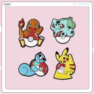 動漫口袋妖怪皮卡丘琺瑯別針松鼠 Charmander Bulbasaur 金屬徽章胸針首飾揹包裝飾禮物