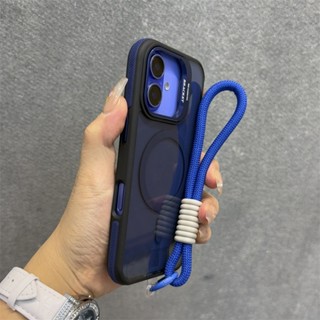 帶掛繩可折疊鏡頭支架磁性手機殼適用於 iPhone 11 12 13 14 15 16 Pro Max Plus 軟 T