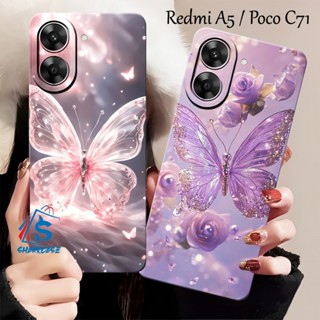 XIAOMI REDMI 小米紅米 A5 4G Poco C71 4G 2025 最新美學蝴蝶圖案保護套矽膠保護套馬卡龍