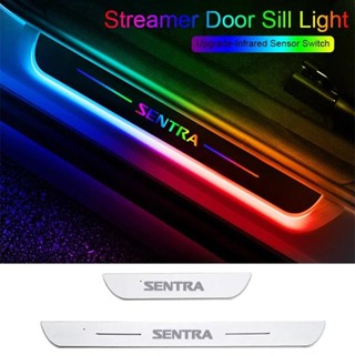 NISSAN 適用於日產 Sentra 無線汽車前後門檻板燈裝飾的 USB 電源 LED 自動迎賓踏板流光燈