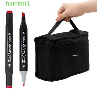 HARRIETT藝術記號筆收納袋,方形鉛筆袋記號筆收納器,大容量黑色折疊記號筆Contaioner