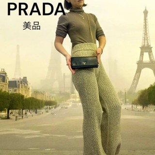 PRADA 肩揹包 鍊帶包 Saffiano皮革 皮革 黑色 mercari 日本直送 二手