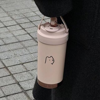 熱賣🔥釣魚戶外專屬韓國可斜挎316不鏽鋼陶瓷內膽保溫杯保冷杯 ins戶外運動水壺大容量夏季鎖冷隨行杯水杯 冷萃杯咖啡杯