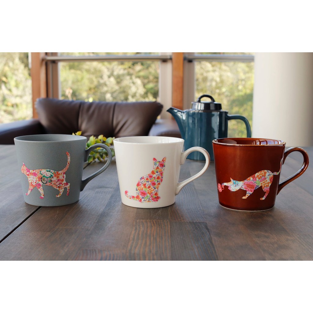 日本官方 | 丸モ高木陶器 【hm-03s】『 貓咪馬克杯3個套裝 』溫感釉 貓咪 貓咪馬克杯 愛好者 貓 馬克杯 咖啡
