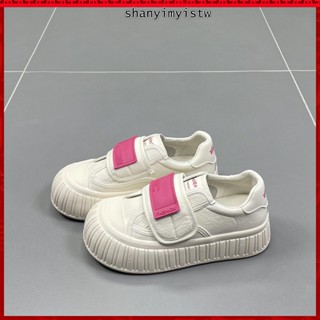 厚底小白鞋女 休閒鞋 魔鬼氈 皮面板鞋 厚底小白鞋 休閒鞋 學生 潮鞋
