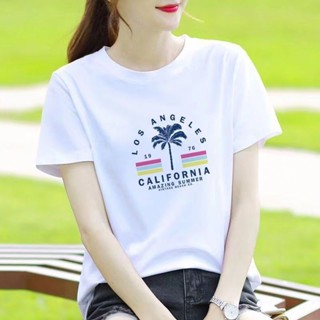 胖胖美依 上衣 T恤 短袖上衣 M-2XL短袖T恤夏季寬鬆大碼規圓領印花白色韓版短袖-6719.