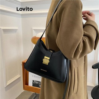 Lovito 休閒素色大容量復古單肩斜挎基本款百搭風格學生上班族小斜揹包女 LFA55010