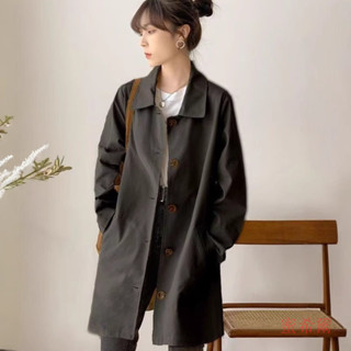 【蜜希爾】風衣女中長款休閒初春鞦上衣女韓版寬鬆學生純色街拍外套潮ins