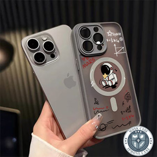 HP 可愛的宇航員手機殼 iphone 15 promax 相機保護支援無線充電 magsafe 硬磨砂手機殼適用於 1
