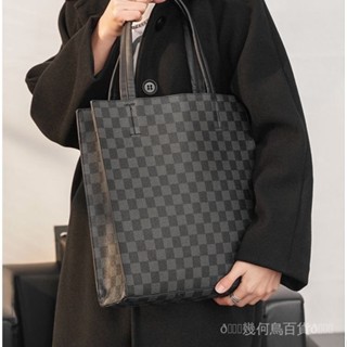 新品 免運🎀經典格子PVC商務托特包大容量百搭男女通用包新寵