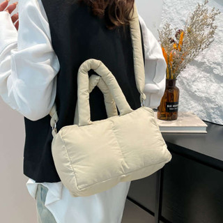 大容量包包 太空棉包 太空包 百搭2025新款羽絨棉服包女簡約通勤素色斜挎斜揹包女夾絨手提包