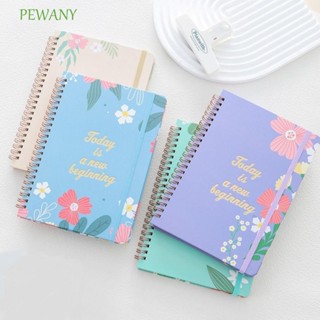 PEWANYA5英文記事本,時間管理待辦事項清單線圈筆記本,花卉印花80張便攜式日程安排記事本