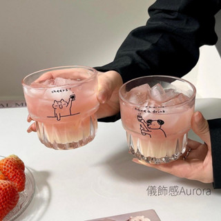 儀飾感❣ins風原創可愛小狗玻璃杯喝水杯子牛奶咖啡早餐燕麥杯果汁飲料杯