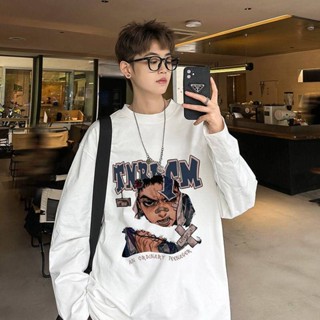 NANS 臺灣現貨 長袖男 歐美vibe風長袖t恤衛衣男春季美式hiphop外套港風潮流寬鬆上衣服