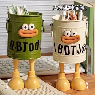 ✅臺灣出貨 美式復古筆筒 小眾鐵藝小桶 化妝刷收納 桌麵收納 文具 辦公室可愛創意 筆筒 擺件 桌麵收納 文具收納