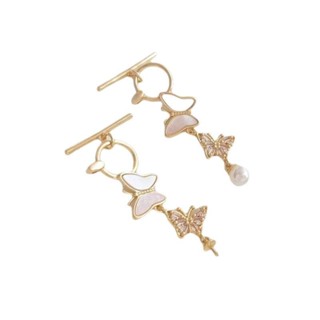 宏雲Hongyun-Ala新品-微鑲鋯石粘天然母貝14k包金保色蝴蝶珍珠託項鍊吊墜ot扣diy飾品扣