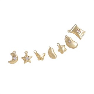 Ala-0208--14k包金保色星星月亮蝴蝶小花豌豆糖果吊墜diy手鍊飾品小滴溜掛件