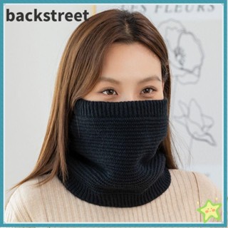 BACKSTREET柔軟針織圍巾,純色防風冬季頸部溫暖,加厚毛絨自行車面罩熱頸式防護罩