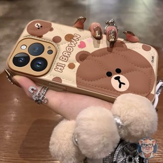 新品🧨 羽絨 探頭 佈朗熊 iphone15 pro max 手機殻 蘋果 14pro 防摔 鞦鼕 12 高階 小紅書