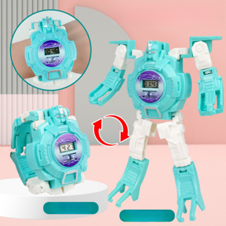 TRANSFORMERS 兒童創意電子夜光手錶卡通變形金剛機器人玩具手錶可變身鋼鐵俠