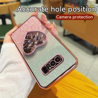 SAMSUNG 適用於三星 Note 8 手機殼 Shining Love 支架 Bling SoftCase TPU