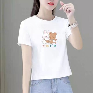 胖胖美依 上衣 短袖T卹 印花上衣 學院風 M-2XL 新款打底衫洋氣寬鬆學生內搭ins上衣-6606.