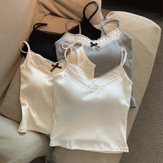 愛依依 吊帶背心 無袖背心 短款背心 打底上衣M-L夏季辣妹性感蕾絲拼接吊帶背心-3725.