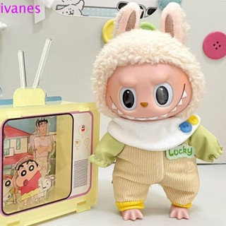 IVANES01坐派對拉布布娃娃衣服,背帶褲玩具配件Labubu毛絨玩偶服裝,替換套件迷你棉娃娃的衣服