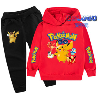 pokemon寶可夢兒童套裝 皮卡丘帽衫大學T+長褲 PB015XX 兒童運動套裝連帽上衣束口褲兩件套