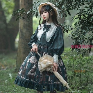 WW熱銷【毒蘑菇】Lolita洋裝OP暗黑華麗哥德蘿莉塔簡約蘿莉塔洋裝連身裙表演服飾