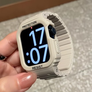 一體鎧甲 磁吸錶帶 適用於 Apple Watch 10 9 8 7 SE 蘋果錶帶 42MM 45MM 46MM 錶帶